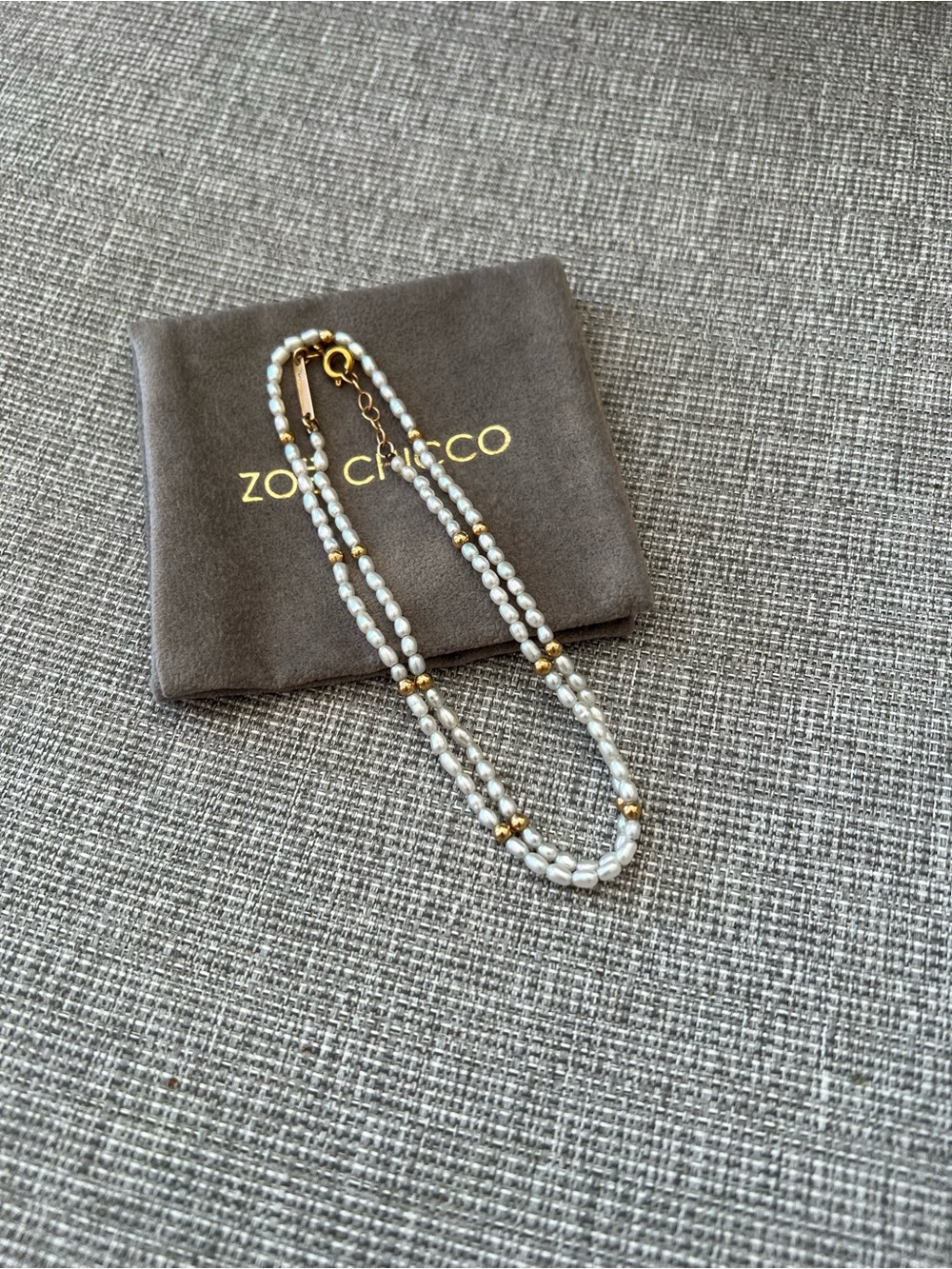 Zoe chicco 14k yellow gold rice pearl necklace